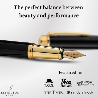 Luxury Fountain Pen Set- Fountain Pens for Writing - Smooth Extra Fine Nib - Includes Refillable Ink Converter, 3 Ink Cartridges [Black & Blue], Gift Box - Elegant Calligraphy