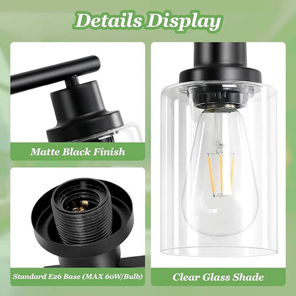 Guliaofo 6-Light E26 Black Bathroom Vanity Lights, Modern Bathroom Light