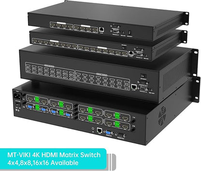 MT-VIKI Upgraded 4K HDMI Matrix Switch 16x16 Support Web GUI w/IR Remote