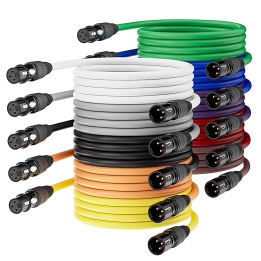 AuxLink XLR Cables, Microphone Cable 6ft 10 Pack, XLR Male to Female