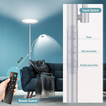 marctronic Silver Gray Floor Lamp, 42W 4000LM Super Bright LED Lamp
