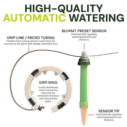 Grow Tent Drip Irrigation System - Blumat Watering Kit for 9 Large Pots (2-7 Gallon) - Automatic Grow Tent Watering System with Efficient Preset Blumat Sensors (Bucket not Included)