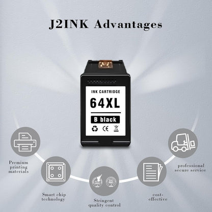 Printer Ink 64XL 64 Black 7800 Tango Ink Cartridge for HP Ink 64 XL 64XL Black Ink Cartridge for HP64 Printers for HP64xl HP64xlblk 64xlblk Envy Photo 6220 6230 6252 7120 7155 7855 7858 | Tango X Tan