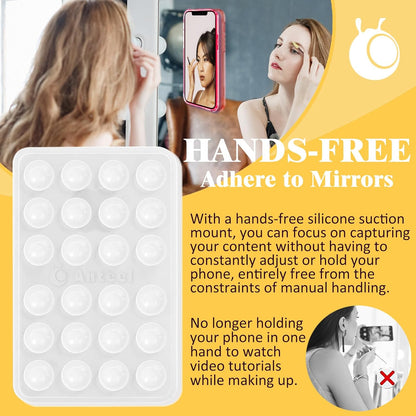 Anteel Medium-Sized Silicone Suction Phone Case Adhesive Mount, Enhanced Suction Power and Upgraded Thickened Sticky Phone Grip, Durable, Hands-Free Sticky Phone Holder, 2.28"x3.46" (Light Pink)