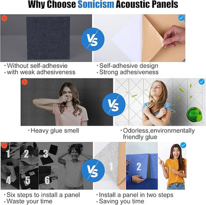 Sonicism 12 Pack X-Lined Acoustic Panels