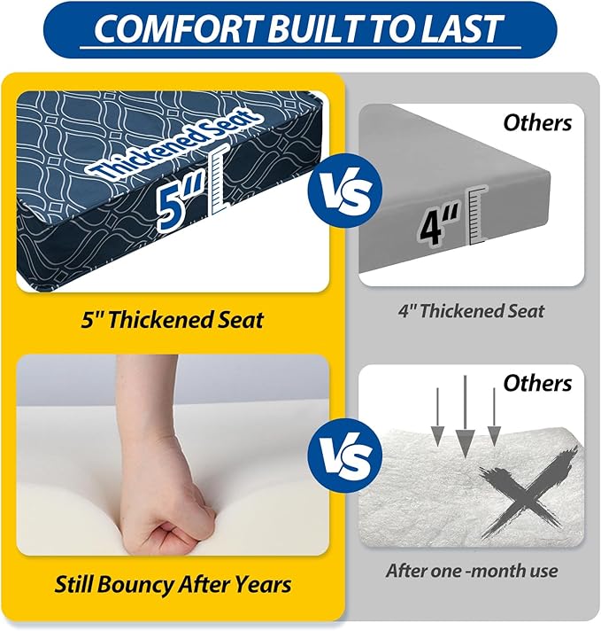 AAAAAcessories Outdoor Seat Cushions for Chairs, Fade-Resistant, Waterproof Patio Furniture Replacement Cushions, 22" x 24" x 5" + 22" x 19", Slate Blue Vine Trellis