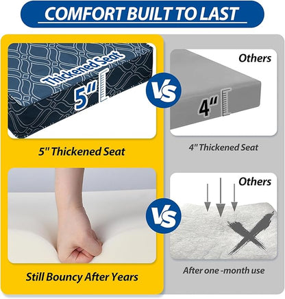 AAAAAcessories Outdoor Seat Cushions for Chairs, Fade-Resistant, Waterproof Patio Furniture Replacement Cushions, 22" x 24" x 5" + 22" x 19", Slate Blue Vine Trellis