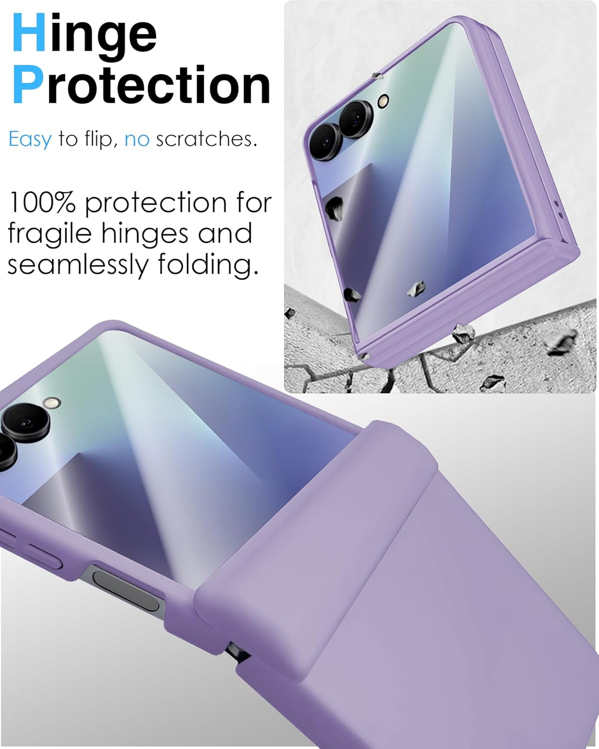 STORMTAL for Samsung Galaxy Z Flip 7 Case, Hinge Protection, Built-in Screen Protector, Wireless Charging, Shockproof, Slim Rugged Phone Protective Case for Galaxy Z Flip 7 Purple