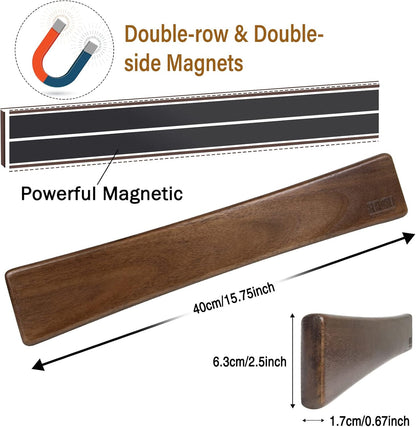 Magnetic Knife Strips, Magnetic Knife Holder for Wall 16 Inch, Acacia Wood Knife Magnetic Strip Use as Knife Bar, Knife Holder for Kitchen Utensil Organizer
