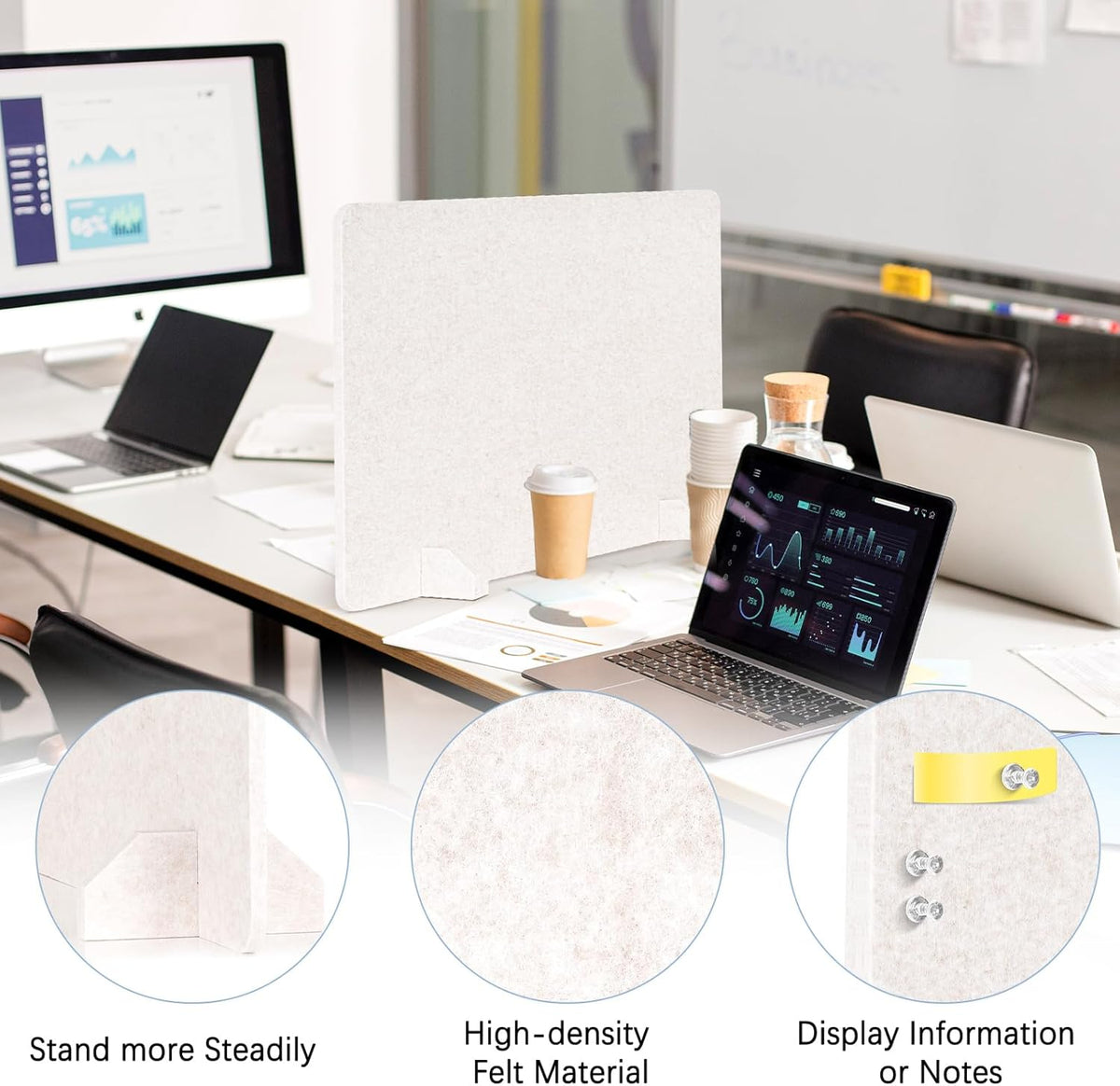 2 Pack Acoustic Desk Dividers - 24" x 20" Freestanding Privacy Panels Set with Noise - Reducing Design Cubicle Sound Proof, Ideal for Office, Classroom, and Home (Light Beige)