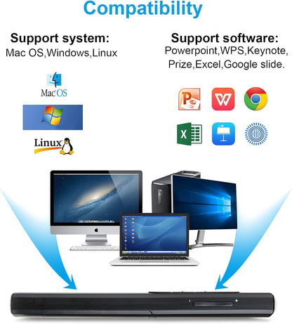 Wireless Presenter Remote, Presentation Clicker with Hyperlink & Volume Remote Control PowerPoint Office Presentation Clicker for Keynote/PPT/Mac/PC/Laptop(Battery Included)