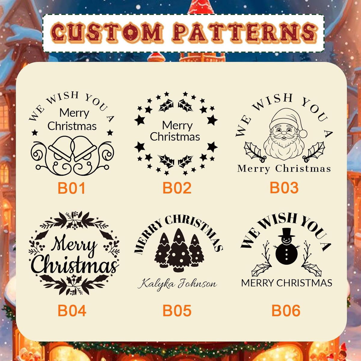 HDSD Custom Embosser - Personalized Book Embosser with Your Message or Design -Suitable for Wedding Invitations, Envelopes & Books (Christmas Patterns)