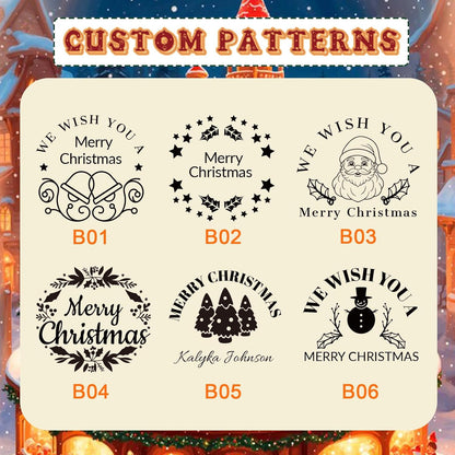 HDSD Custom Embosser - Personalized Book Embosser with Your Message or Design -Suitable for Wedding Invitations, Envelopes & Books (Christmas Patterns)