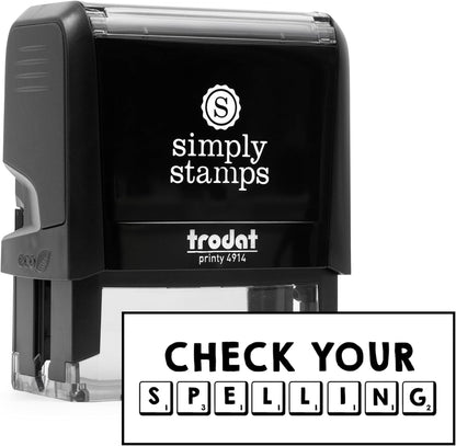 Custom Self-Inking Stamps | 49 Designs | Fun Phrases | Make Grading Easy | Classroom, Library and Book Stamps (Check Spelling, Extra Large)