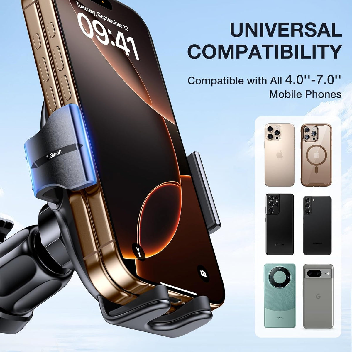 Miracase Upgraded-2nd Generation Universal Phone Holders for Your Car, Hands Free Air Vent Car Phone Holder Mount Compatible with iPhone 16/15/14/13/12/11 Series and All Phones