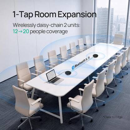 Yealink Bluetooth Speakerphone SP96 Support Daisy-Chain 26H Talk Time Teams Certified 65mm Conference Speaker and 6 Microphones Smart AI Noise-Canceling 5m Voice Pickup Radius 1.2m USB C/A 400g