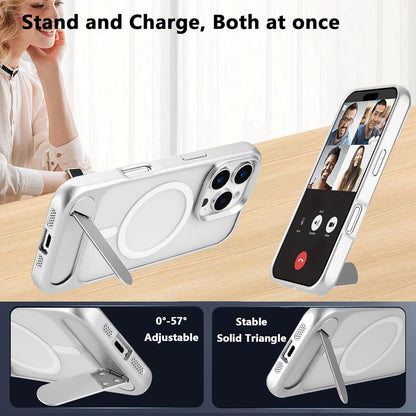 Tikoo Strong Magnetic for iPhone 16 Pro Case with Magsafe and Built-in Invisible Kickstand Slim Translucent Matte Military Grade Protective Phone Case for iPhone 16 Pro 6.3”