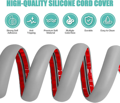 Floor Cord Cover Self Adhesive Cord Hider,3.3FT Cable Management, Extension Strip Protector for Wires, Prevent Cable Trips for Offices, Gyms, Exhibitions Cavity:0.51"(W) x 0.3"(H) Gray
