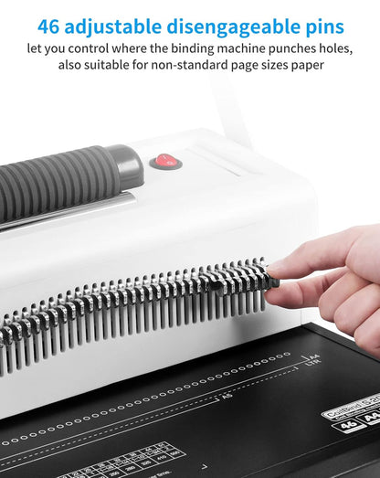 MAKEASY Spiral Coil Binding Machine with 46 Fully Disengaging Pins - Electric Coil Inserter - Adjustable Side Margin, Comes with Free 1 Box Coil Spines & Plier, 20 Sheet Punch Capacity