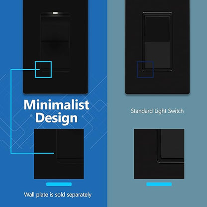 LIDER Minimalist Design Matte Finish Lighted Decorator Switch, Frameless Paddle