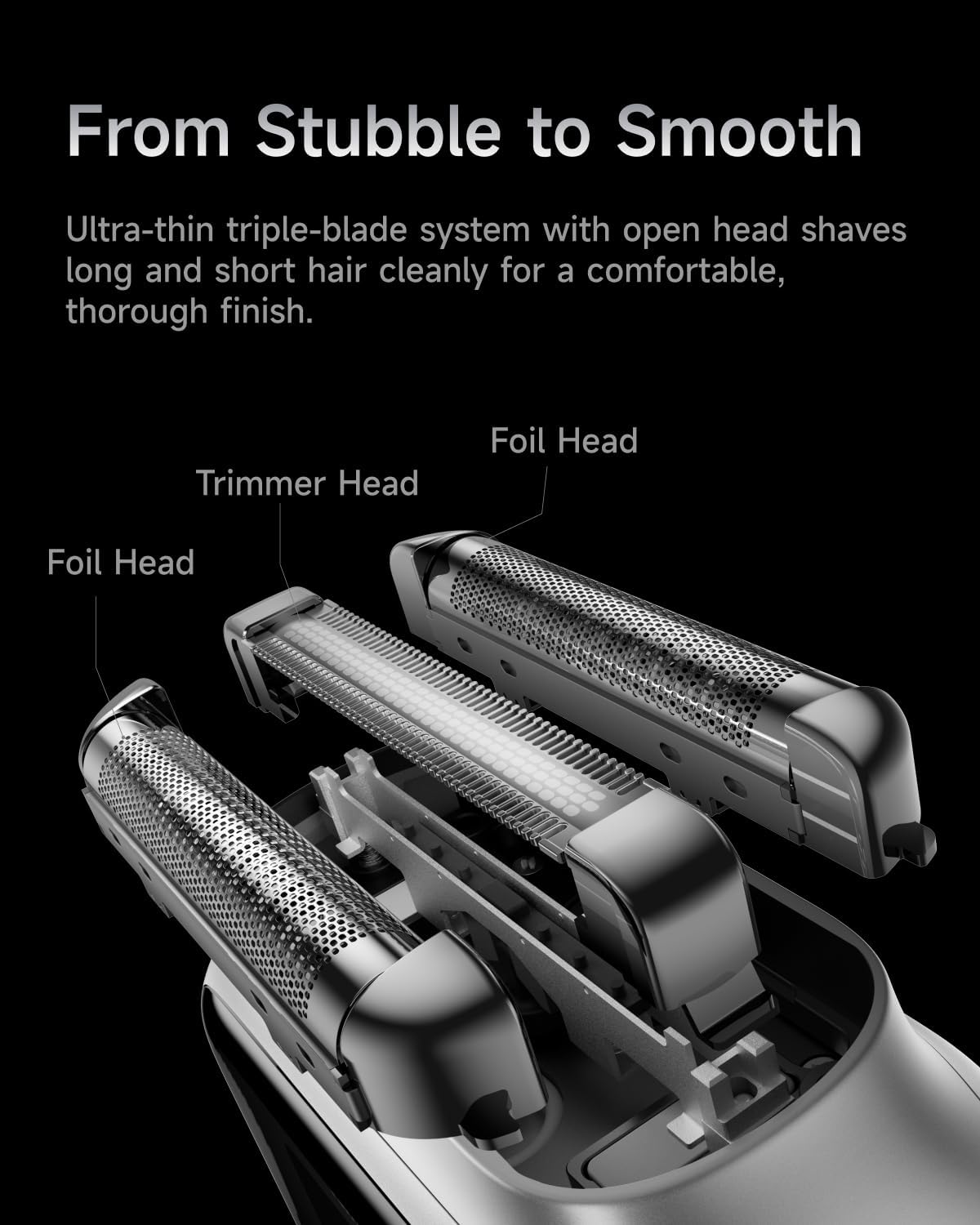 Laifen P3 Pro 3-Blade Electric Shaver, Dual Linear High-Speed Motors 12,000 Cuts/Min, 100-Min Runtime, IPX7 Waterproof, Rechargeable Electric Razor for Men, Travel-Friendly (Aluminum Alloy)
