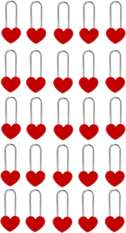 25PCS Love Lock Heart Padlock, Heavy Weight Zinc Alloy Single Heart Wish Lock for Lovers Couple Friends Valentine's, Anniversary,Travel, Gift Red (No Key) (Red, Zinc Alloy)