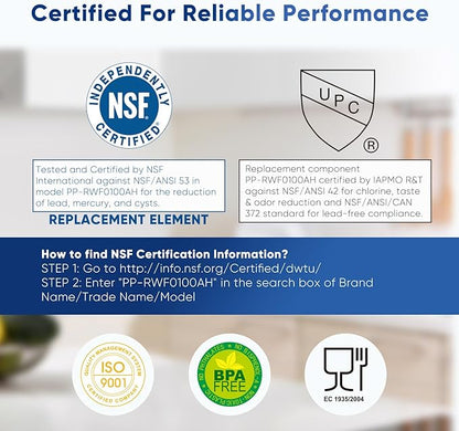 PUREPLUS PRO NSF/ANSI 53&42 Certified Refrigerator Water Filter Replacement