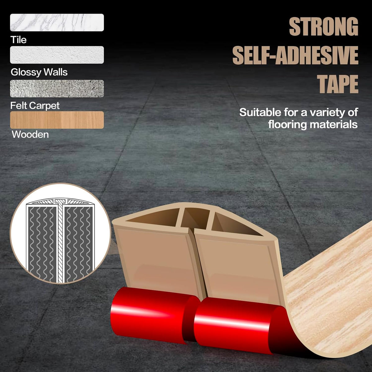 Floor Cord Cover Self Adhesive Cord Hider,10FT Cable Management, Extension Strip Protector for Wires, Prevent Cable Trips for Offices, Gyms, Exhibitions Cavity:0.47"(W) x0.35(H) WoodLightyellow