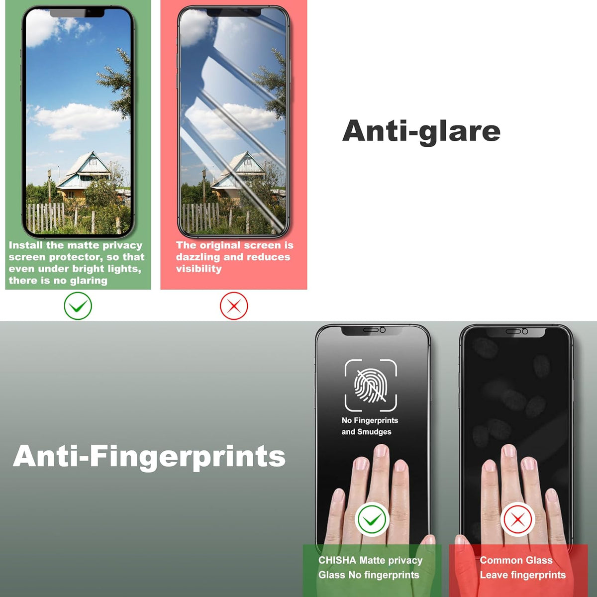 2 Pack Matte Privacy Screen Protector for iPhone 11 Pro and iPhone xs and iPhone x 5.8-Inch Auto Dust Removal, No Bubbles,Anti-Spy Tempered Glass Film, Easy Installation