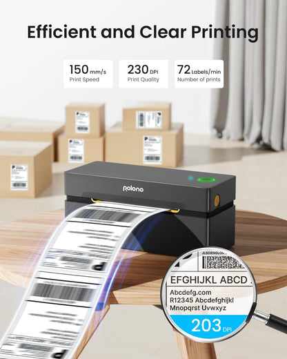 POLONO Bluetooth Thermal Shipping Label Printer, Wireless 4x6 Shipping Label Printer for Small Business, Support iOS, Android, Windows and Mac, Compatible with Amazon, Ebay, Shopify, Etsy, USPS(Black)