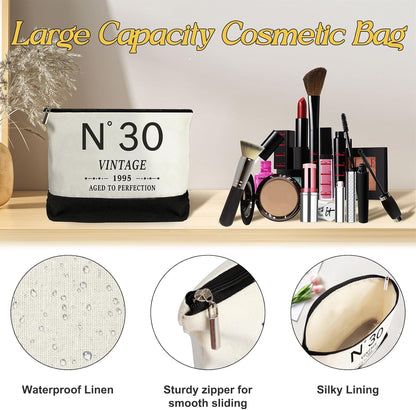 30th Birthday Gifts for Women Canvas Tote Bag Travel Gear, Unique 30 Years Old Gifts for Wife Sister Mom Aunt Friends Her, Vintage N°30 Handbag & Cosmetic Bag & Back in 1995 Poster