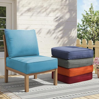 Outdoor Cushion Set for Furniture Patio Furniture, UV Resistant, Water Resistant - 6 Inch Thick Foam Garden Cushions– 24x24 Inch Patio Seat Covers for Chair/Sofa/Couch | Light Blue | 5-Pack |