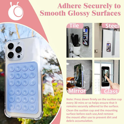 Anteel Medium-Sized Silicone Suction Phone Case Adhesive Mount, Enhanced Suction Power and Upgraded Thickened Sticky Phone Grip, Durable, Hands-Free Sticky Phone Holder, 2.28"x3.46" (Light Pink)