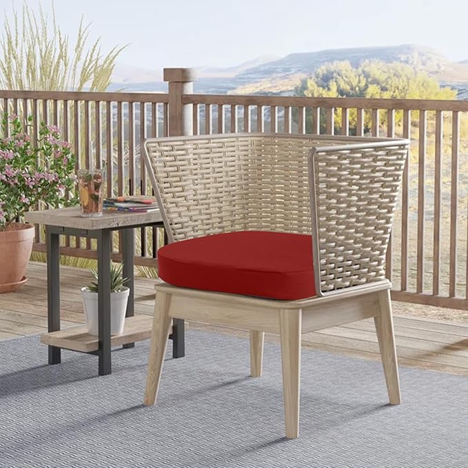 idee-home Outdoor Chair Cushions Set of 4, 19" x 19" x 2" Thick D-Shaped Patio Furniture Outdoor Seat Cushions Waterproof with Ties, Dining Pads