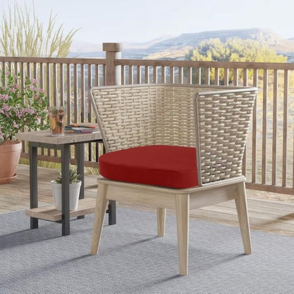 idee-home Outdoor Chair Cushions Set of 4, 19" x 19" x 2" Thick D-Shaped Patio Furniture Outdoor Seat Cushions Waterproof with Ties, Dining Pads