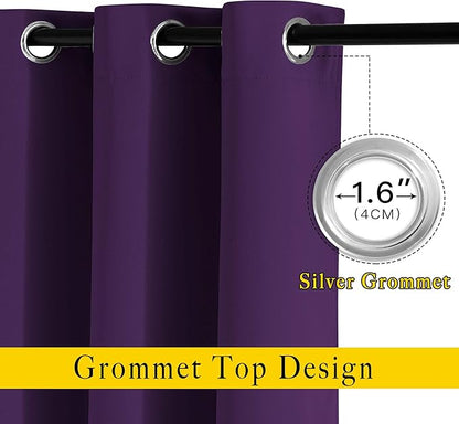 NICETOWN 72 inches Bedroom Curtains Panels - Functional Blackout Curtains/Panels for Bedroom, Thermal Insulated, Privacy Assured (Set of 2, 52 x 72 inches in Royal Purple)