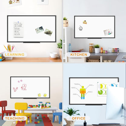 JILoffice Magnetic Whiteboard/White Board, Dry Erase Board 48 x 24 Inch, Black Aluminum Frame Wall Mounted Board for Office Home and School