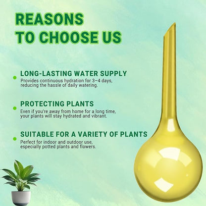 2 Pack Small Self-Plant Watering Globes – Automatic Plant Waterer Bulbs, Plant Watering System for Indoor and Outdoor Potted Houseplants, Plant Watering Devices（Yellow Small）