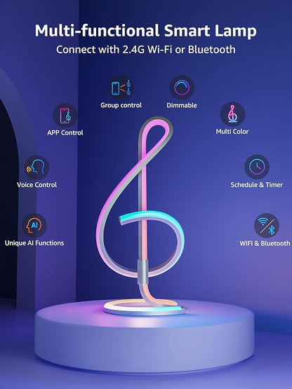 Lepro TB2 AI Smart Table Lamp, RGB+IC Addressable LED Lamps Alexa Google Home