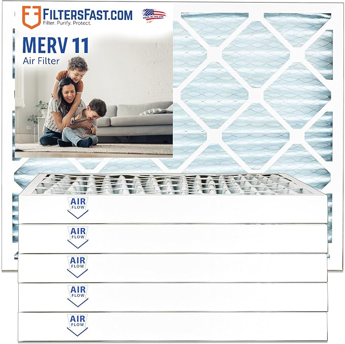 Filters Fast 16x24x2 Pleated Air Filter Merv 11, 2 inch AC Furnace Air Filters, Made in the USA, Actual Size 15.375x23.375x1.75, 6 Pack