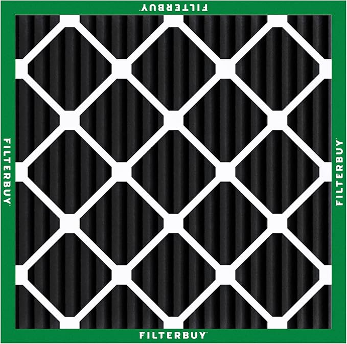 Filterbuy 10x10x1 Air Filter MERV 10 Odor & Allergy Defense with Activated Carbon (12-Pack), Electrostatic Pleated HVAC AC Furnace Filters Replacement, Made in USA (Actual Size: 9.50 x 9.50 x 0.75)