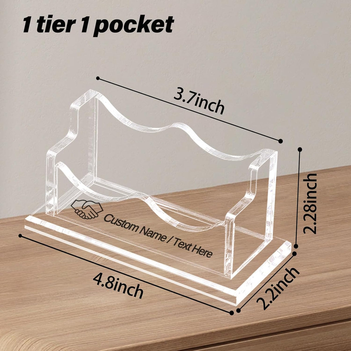 Custom Business Card Holder Desk-Personalized Engraved Wooden Business Card Case Holder, Customized Name Logo Business Card Display Gifts for Men Women (Acrylic-Horizontal)