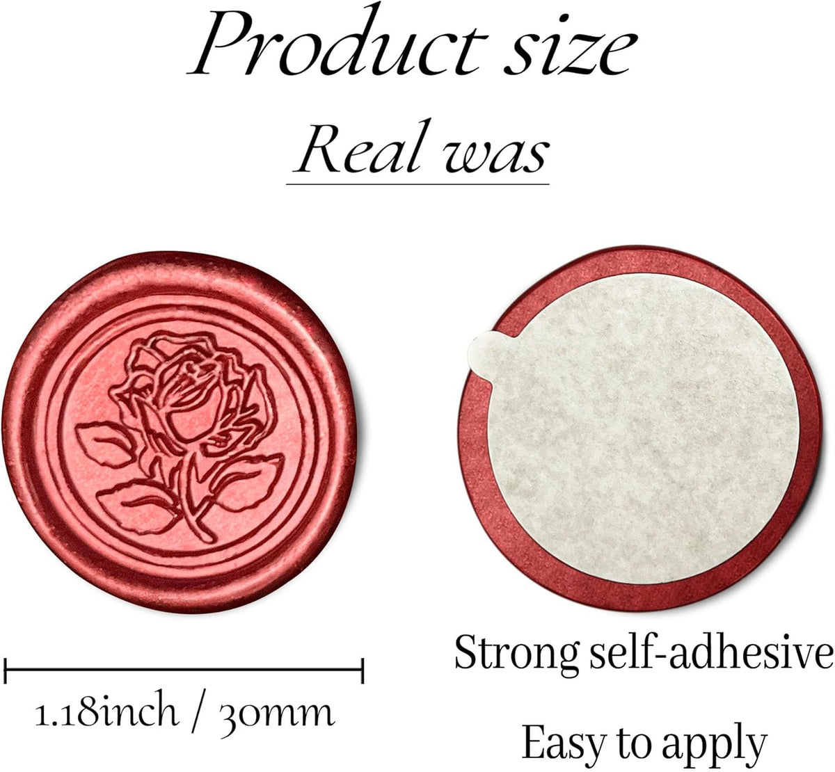 50Pcs Wax Seal Stickers Handmade Envelope Seals Self Adhesive Wax Stickers for Wedding Party Invitations, Envelope, Gift Wrap, Christmas(Rose Style, Red)