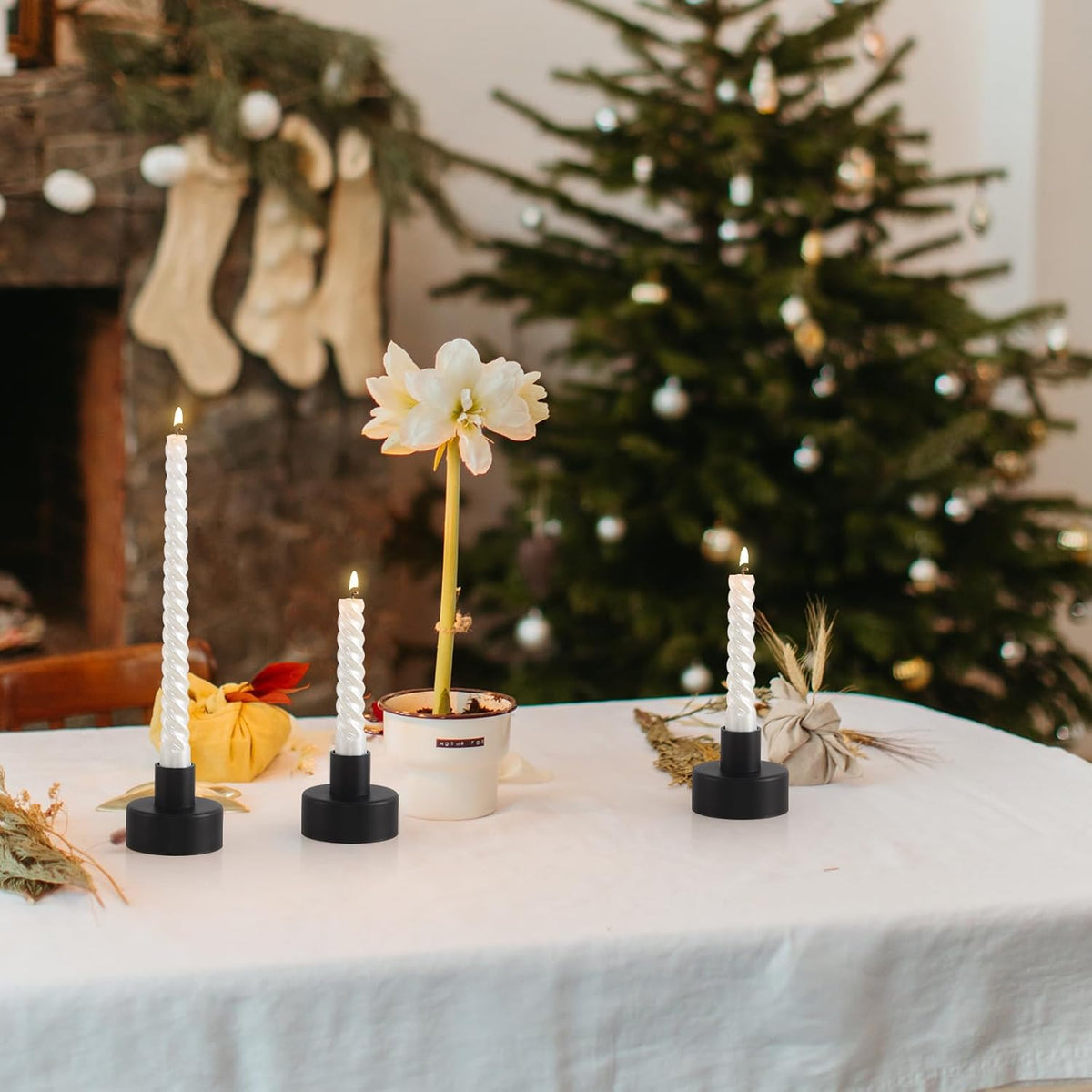 Black Candlestick Holders Set of 8,Vintage Taper Metal Candle Holders for Candle Sticks Holder Decor,Candelabra Candle Holder for Halloween Decoration Wedding Christmas Fireplace Mantel Home Decor