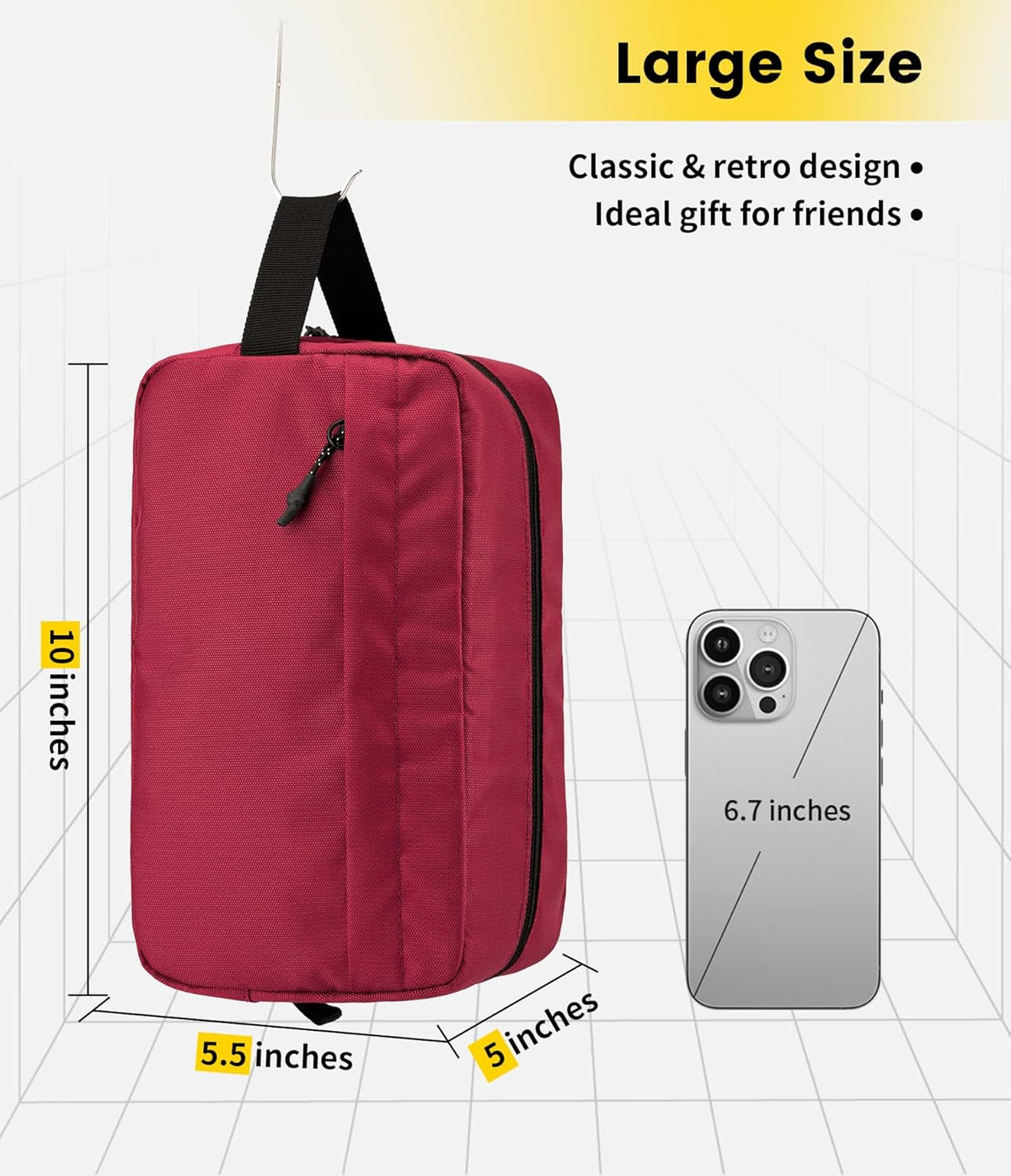 Vorspack Travel Toiletry Bag for Men - Hanging Toiletries Bag Water Resistant Travel Bag for Toiletries Accessories