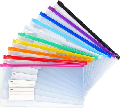 Tamaki 10 Pack Plastic Envelope, Files Zipper Folders, 13 x 9.25 Inch | Poly Zip Envelop A4 Size/Letter Size