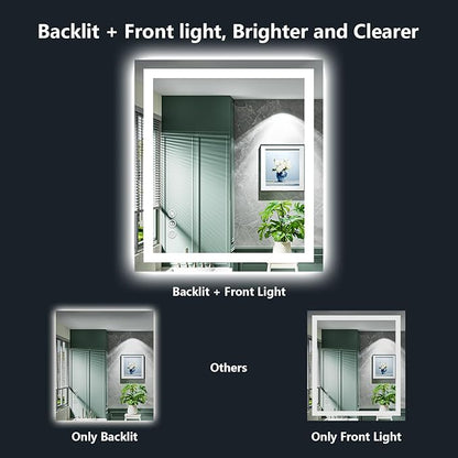 YEELAIT 24x32 Inch LED Bathroom Mirror