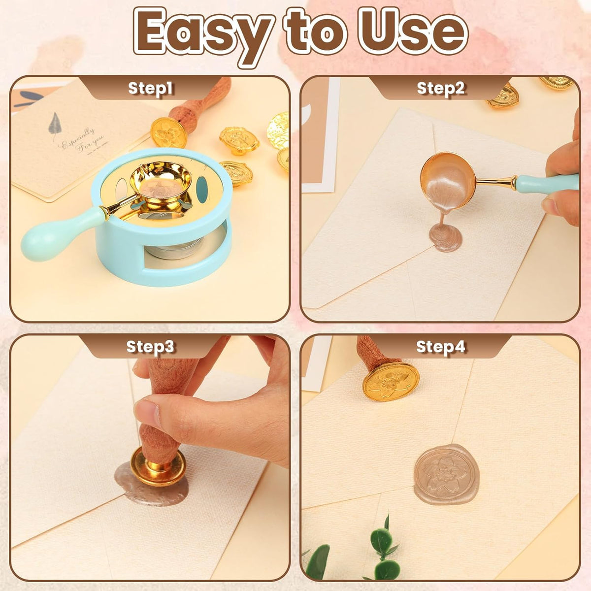21 Pcs Wax Seal Stamp Kit, Vintage Classic Brass Wax Stamp Seal Head with Wooden Handle for Wedding Party Invitation Greeting Cards Envelopes Gift Wrapping Letter