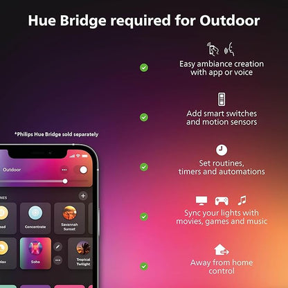 Philips Hue Appear Outdoor Smart Wall Light, Black - White and Color Ambiance LED Color-Changing Light - 1 Pack - Requires Hue Bridge - Control with Hue App and Voice - Weatherproof