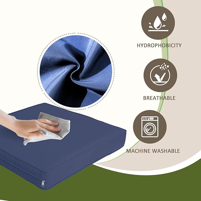 14Piece Outdoor Sofa Cushion Replacement, Patio Furniture Waterproof Cushion with Zippers, fit 6-Seat Outdoor Wicker Rattan Sectional Couch (Dark Blue, 24.8"x24.8"x3.15")